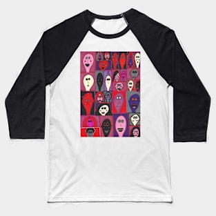 29 Faces in Pink and Purple Baseball T-Shirt